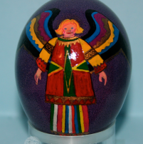 purple egg with colourful angel