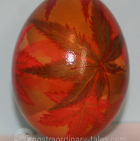 Egg with maple leaves